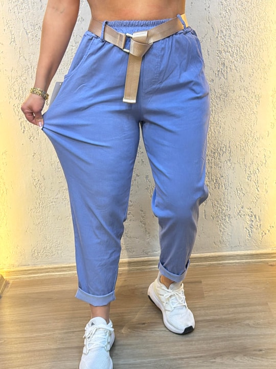 İthal Likralı Pantolon Mavi