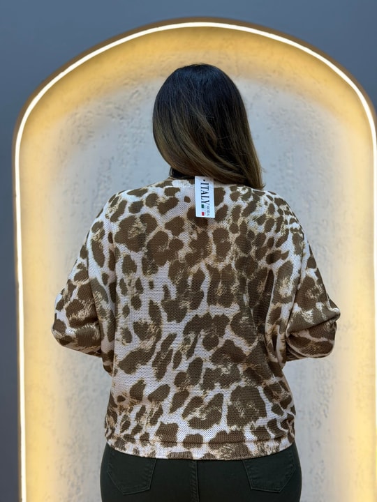 Leopar Desen İthal Bluz Haki