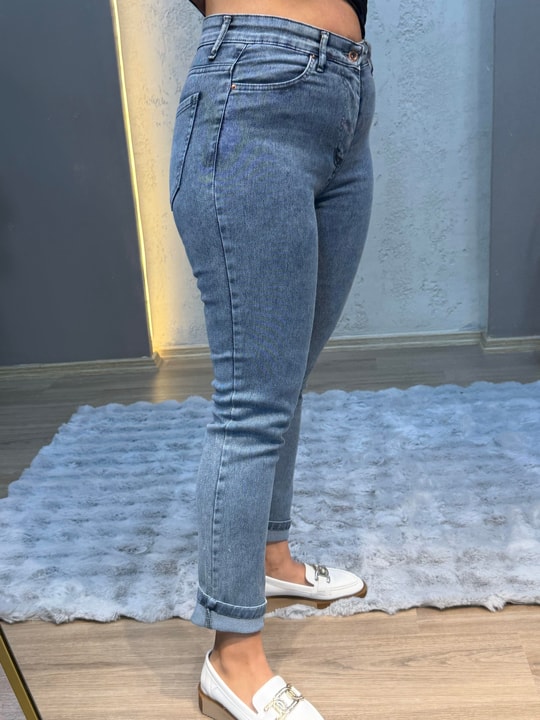 Mom Jean Pantolon Buz Mavi