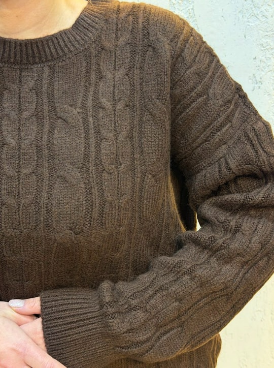 Oversize Saç Örgülü Kazak