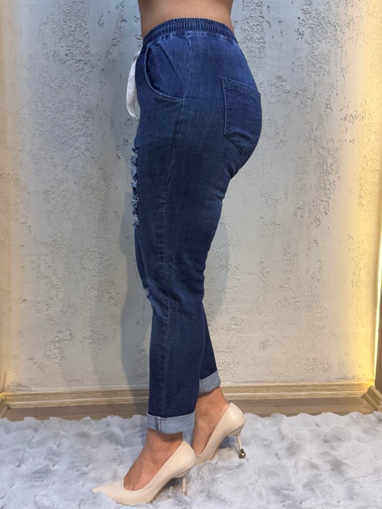 Pul Payetli Jogger Pantolon Koyu Mavi