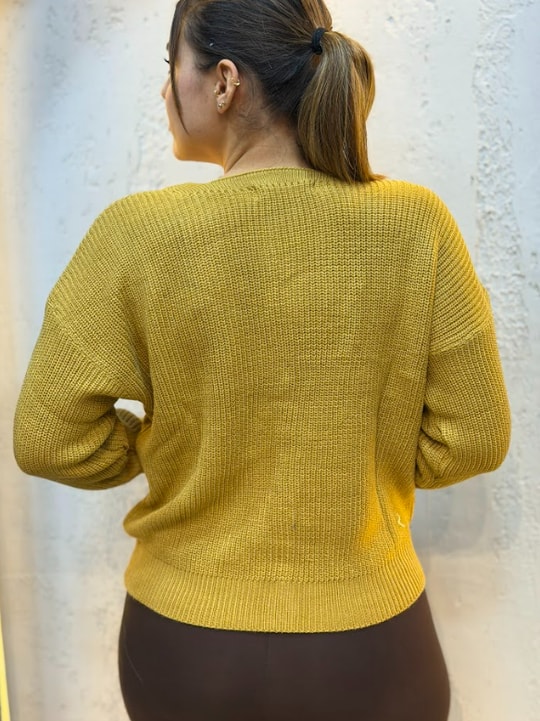 Üç Düğmeli Crop Hırka Camel