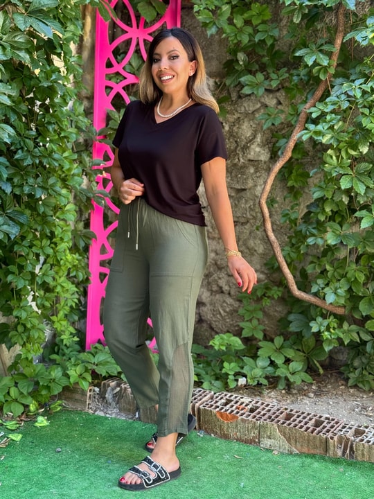 V Yaka Basic T-shirt Siyah