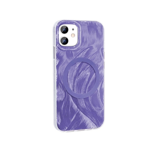 Apple iPhone 11 Kılıf M-safe Şarj Özellikli Fırça Boya Desenli Zore Palet Kapak