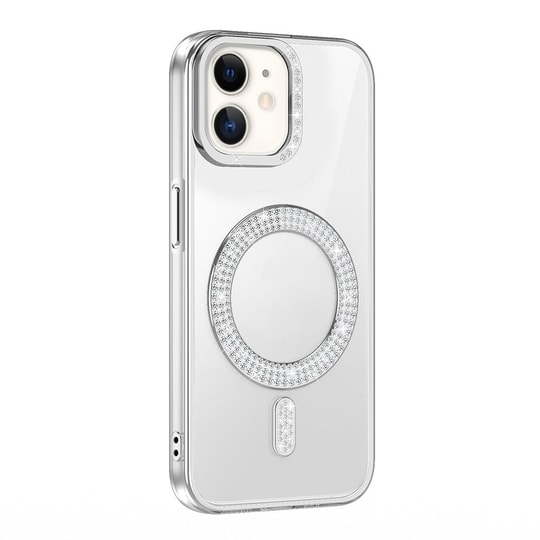 Apple iPhone 11 Kılıf Pırlanta Taş Tasarımlı M-safe Şarj Özellikli Zore Karetta Silikon Kapak