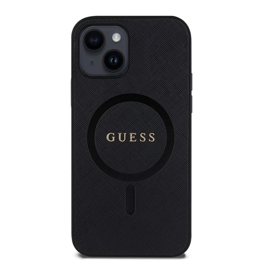Apple iPhone 12 Kılıf Guess Orjinal Lisanslı Magsafe Şarj Özellikli Yazı Logolu Saffiano Classic Kapak