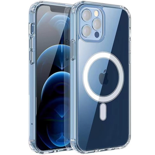 Apple iPhone 12 Pro Kılıf M-safe Şarj Özellikli Şeffaf Sert PC Zore Embos Kapak