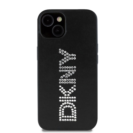 Apple iPhone 14 Kılıf DKNY Orjinal Lisanslı Taşlı DKNY Yazılı Metalik Rhinestones PU Deri Kapak