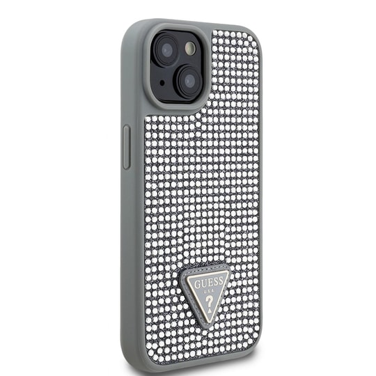 Apple iPhone 14 Kılıf Guess Orjinal Lisanslı Taşlı Arka Yüzey Üçgen Logolu Kapak