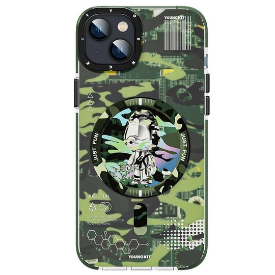 Apple iPhone 14 Plus Kılıf M-safe Şarj Özellikli YoungKit Kamuflaj Serisi Kapak