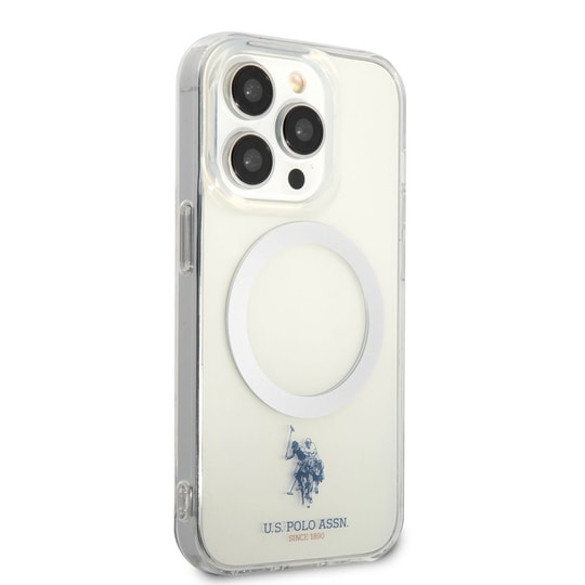Apple iPhone 14 Pro Kılıf U.S. POLO ASSN. M-safe Şarj Özellikli Transparan Tasarım Kapak
