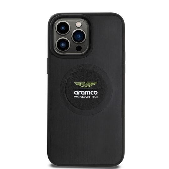Apple iPhone 14 Pro Max Kılıf Aston Martin Orjinal Lisanslı M-safe Şarj Özellikli Aluminyum Arka Yüzeyli Formula One Team Baskılı Kapak