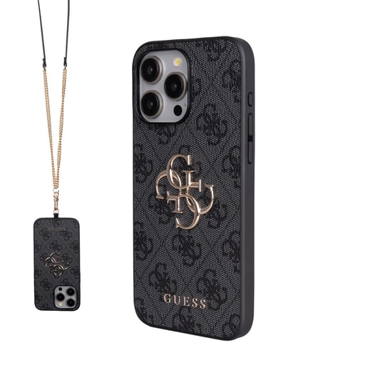 Apple iPhone 14 Pro Max Kılıf Guess Orjinal Lisanslı PU Deri 4G Büyük Metal Logolu Çapraz Vücut Askılı Kapak