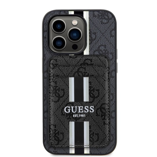 Apple iPhone 14 Pro Max Kılıf Guess Orjinal Lisanslı M-safe Şarj Özellikli 4G Desenli Çizgili Kartlıklı Kapak