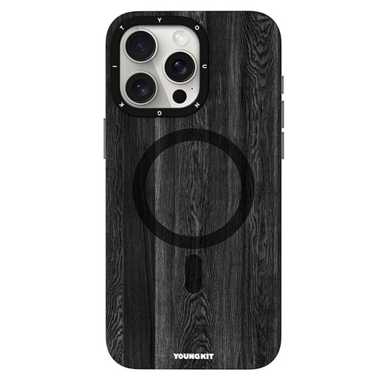 Apple iPhone 14 Pro Max Kılıf M-safe Şarj Özellikli Sararmaya Dayanıklı Youngkit Wood Forest Serisi Kapak