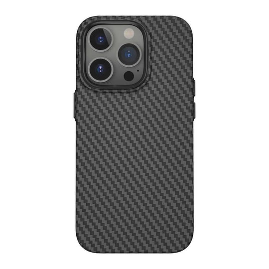 Apple iPhone 14 Pro Max Kılıf ​​​​​Wiwu Karbon Fiber Görünümlü M-safe Wireless Şarj Özellikli Kabon Kapak