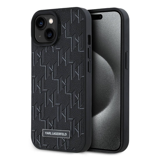 Apple iPhone 15 Kılıf Karl Lagerfeld Orjinal Lisanslı M-safe Şarj Özellikli KL Yazılı Hot Stamp Kapak