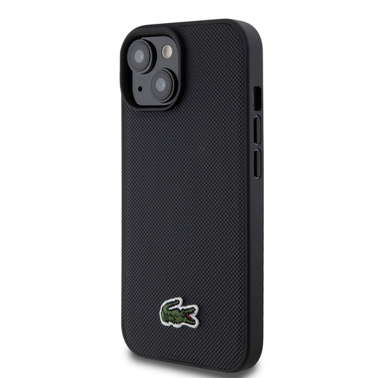 Apple iPhone 15 Kılıf Lacoste Orjinal Lisanslı PU Pike Desenli Arka Yüzey İkonik Timsah Dokuma Logolu Kapak + Type-C Kablo 1.5m