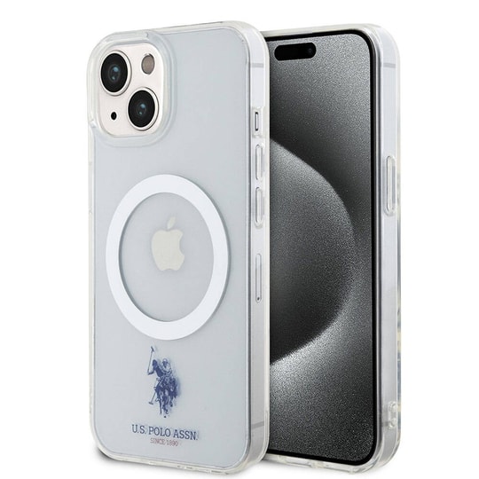 Apple iPhone 15 Kılıf U.S. Polo Assn. Orjinal Lisanslı M-safe Şarj Özellikli Transparan Tasarım Kapak