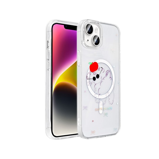 Apple iPhone 15 Plus Kılıf M-Safe Şarj Özellikli Şeffaf Zore Folk Sert Kapak