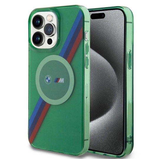 Apple iPhone 15 Pro Kılıf BMW M-safe Şarj Özellikli Transparan Tricolor Stripes Orjinal Lisanslı Kapak
