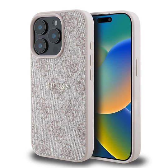 Apple iPhone 15 Pro Kılıf Guess Orjinal Lisanslı M-safe Şarj Özellikli 4G Desen Yazı Logolu Kapak