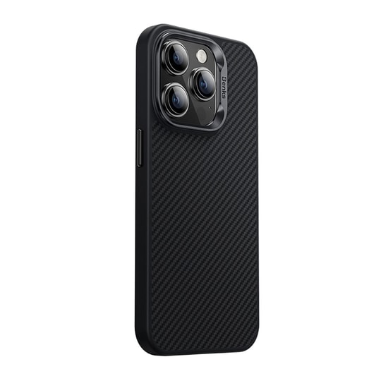 Apple iPhone 15 Pro Kılıf Karbon Fiber M-safe Şarj Özellikli Benks Hybrid ArmorPro 600D Kevlar Kapak