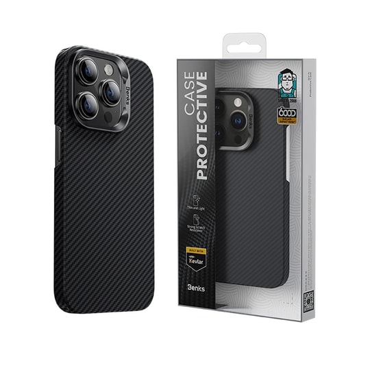 Apple iPhone 15 Pro Kılıf M-safe Özellikli Karbon Fiber Benks Essential ArmorAir 600D Kevlar Kapak