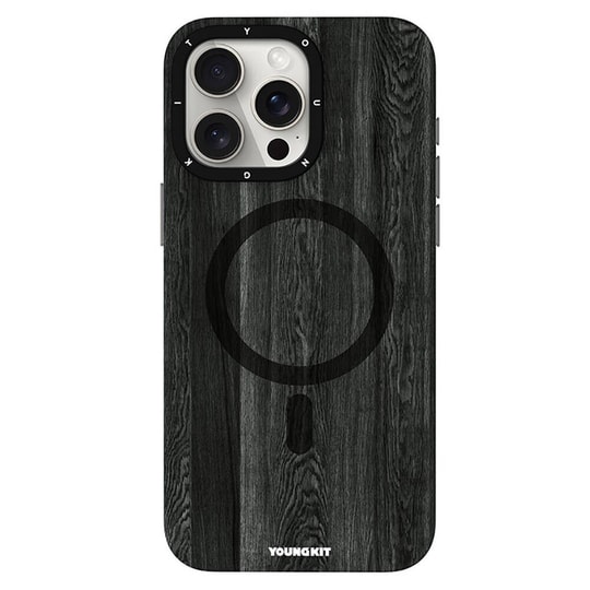 Apple iPhone 15 Pro Kılıf M-safe Şarj Özellikli Sararmaya Dayanıklı Youngkit Wood Forest Serisi Kapak