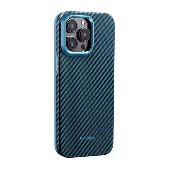 Apple iPhone 15 Pro Kılıf M-safe Şarj Özellikli 1500D Aramid Fiber Pitaka Military-Grade Classic Serisi Black-Grey Twill Kapak