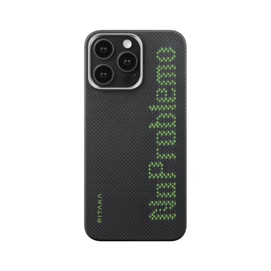 Apple iPhone 15 Pro Kılıf M-safe Şarj Özellikli Lumintex Teknolojili Fosforlu Aramid Fiber Pitaka Tactile Woven Aries Serisi Kapak