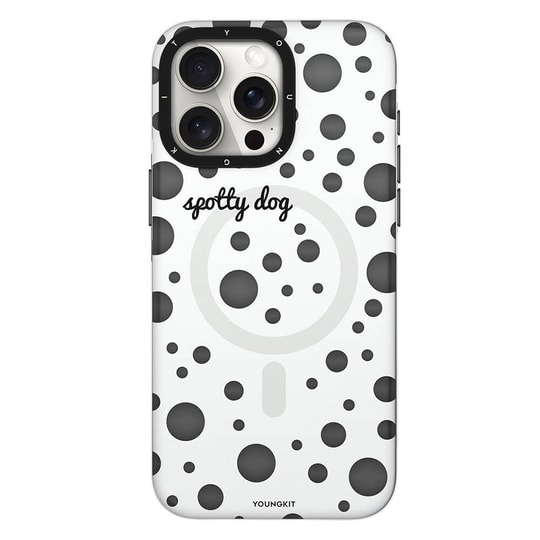 Apple iPhone 15 Pro Kılıf M-safe Şarj Özellikli Polka Dot Desenli Youngkit Spots Serisi Kapak