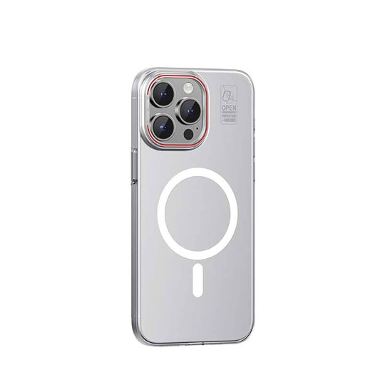 Apple iPhone 15 Pro Kılıf M-safe Şarj Özellikli Standlı Metal Kamera Çerçeveli Mat Recci Glaze Serisi Kapak
