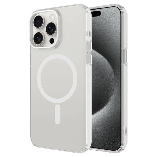 Apple iPhone 15 Pro Kılıf Zore M-safe Şarj Özellikli Buzlu Transparan C-Pro Sert Kapak