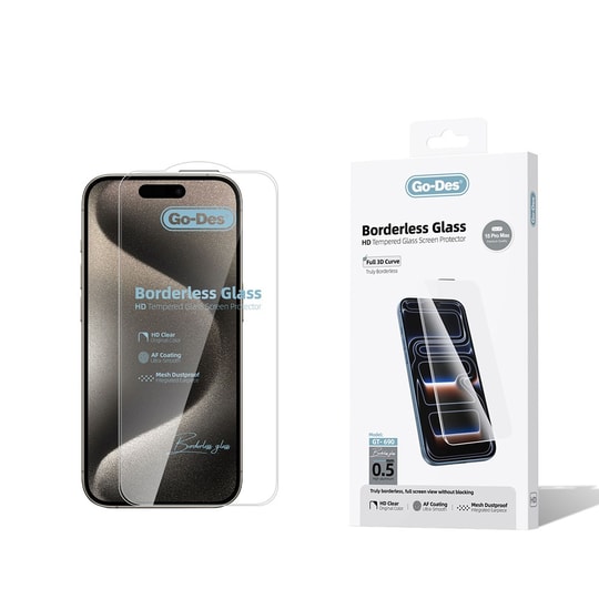 Apple iPhone 15 Pro Max Go Des Borderless Temperli Cam Ekran Koruyucu