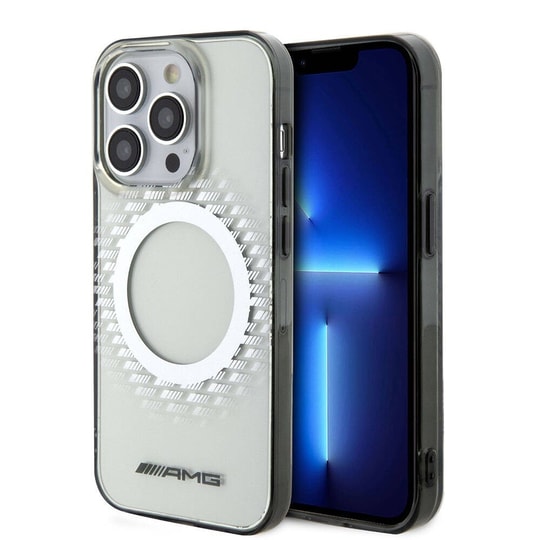 Apple iPhone 15 Pro Max Kılıf AMG Orjinal Lisanslı M-safe Şarj Özellikli Eşkenar Dörtgen Desenli Transparan Kapak