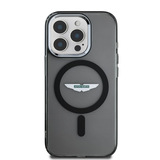 Apple iPhone 15 Pro Max Kılıf Aston Martin Orjinal Lisanslı M-safe Şarj Özellikli IML Baskı Logolu Metal Düğmeli Kapak
