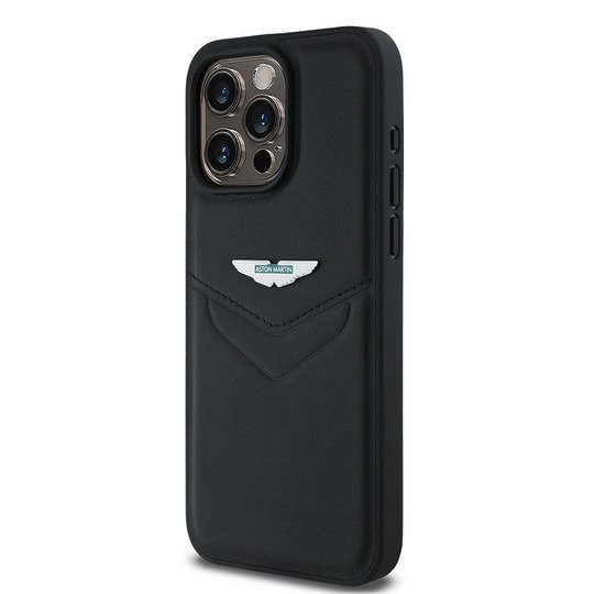 Apple iPhone 15 Pro Max Kılıf Aston Martin Orjinal Lisanslı Victory Dizayn PU Deri Metal Logolu Kapak
