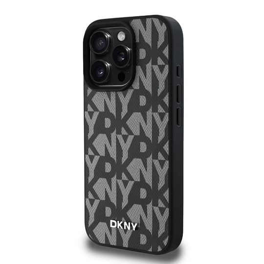 Apple iPhone 15 Pro Max Kılıf DKNY Orjinal Lisanslı M-safe Şarj Özellikli 3D Yazılı Grid Pattern Kapak