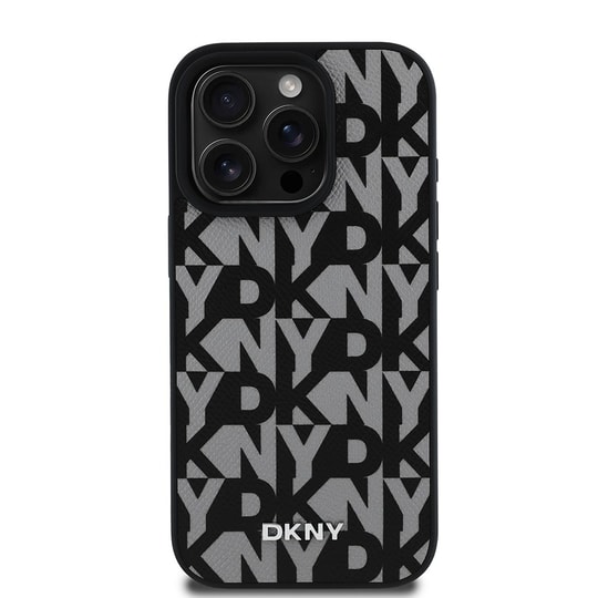 Apple iPhone 15 Pro Max Kılıf DKNY Orjinal Lisanslı M-safe Şarj Özellikli 3D Yazılı Grid Pattern Kapak