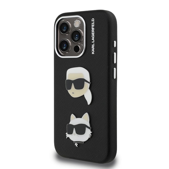 Apple iPhone 15 Pro Max Kılıf Karl Lagerfeld Orjinal Lisanslı K&C Heads Pin Kapak