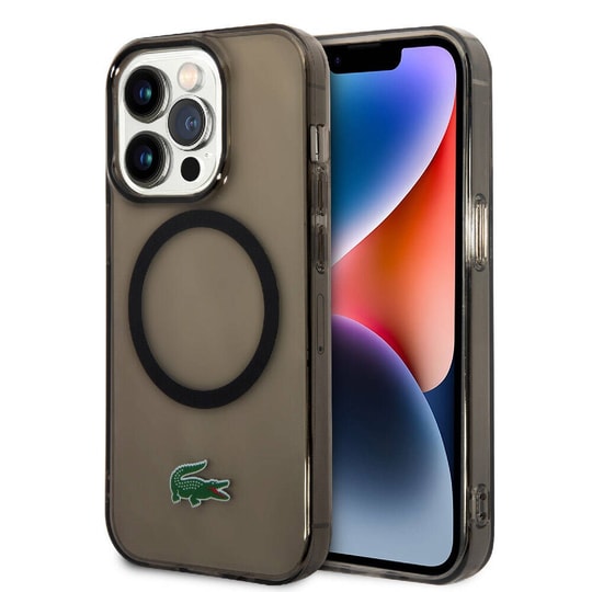 Apple iPhone 15 Pro Max Kılıf Lacoste Orjinal Lisanslı M-safe Şarj Özellikli Transparan Timsah Logo Baskılı Kapak