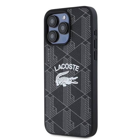 Apple iPhone 15 Pro Max Kılıf Lacoste Orjinal Lisanslı Magsafe Şarj Özellikli Mono Vintage Logo Kapak