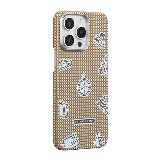 Apple iPhone 15 Pro Max Kılıf M-safe Şarj Özellikli Awa Tasarımlı 1500D Aramid Fiber Pitaka Ultra-Slim Classic Serisi Canyon Kapak