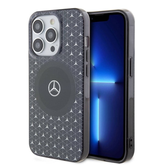 Apple iPhone 15 Pro Max Kılıf Mercedes Benz Orjinal Lisanslı M-safe Şarj Özellikli Çift Katmanlı Mini Yıldız Desenli Kapak
