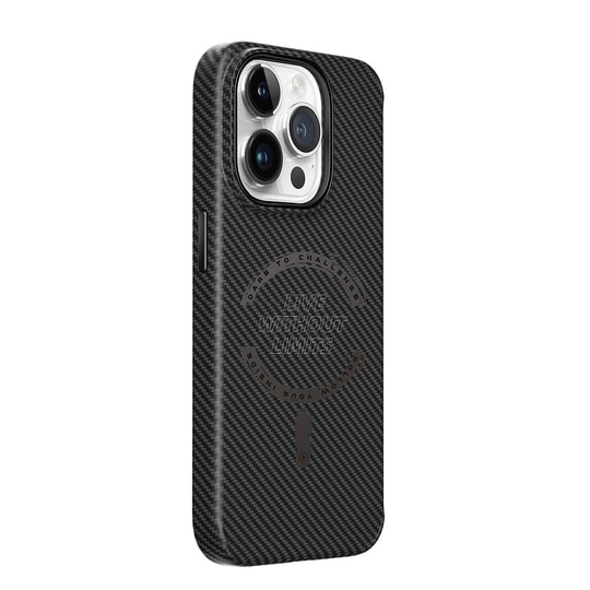 Apple iPhone 15 Pro Max Kılıf Wiwu LCC-107 Karbon Fiber M-safe Şarj Özellikli Kamera Korumalı Kabon Kapak