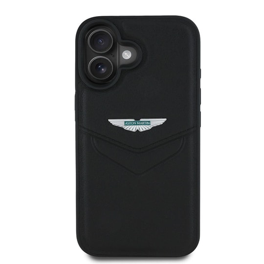 Apple iPhone 16 Kılıf Aston Martin Orjinal Lisanslı Victory Dizayn PU Deri Metal Logolu Kapak