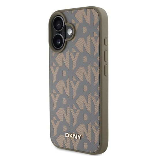 Apple iPhone 16 Kılıf DKNY Orjinal Lisanslı M-safe Şarj Özellikli 3D Yazılı Grid Pattern Kapak