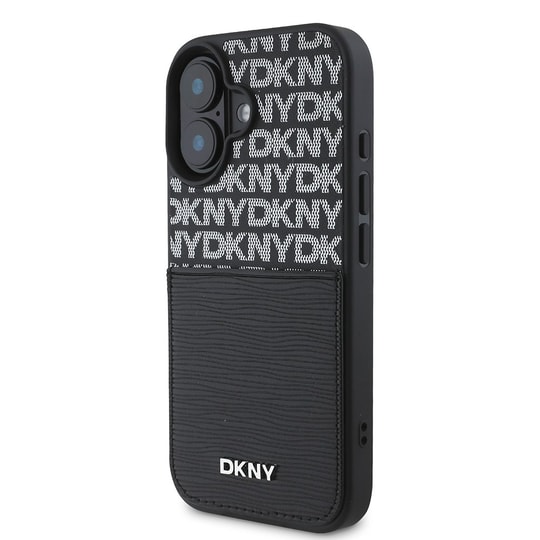 Apple iPhone 16 Kılıf DKNY Orjinal Lisanslı Kartlıklı 3D Yazılı Repeat Texture Pattern Kapak