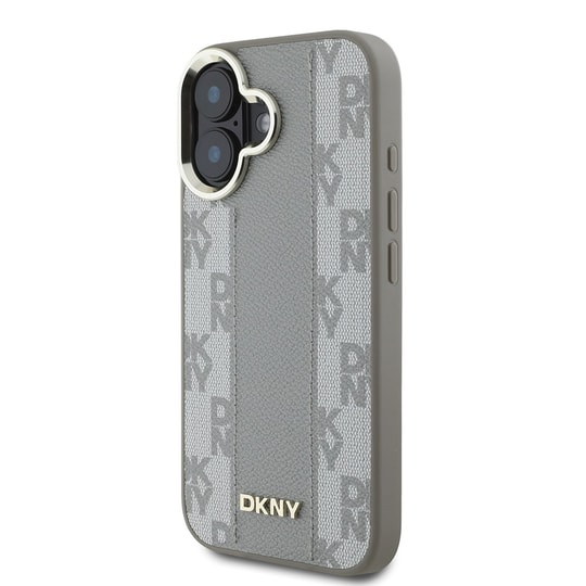 Apple iPhone 16 Kılıf DKNY Orjinal Lisanslı Magsafe Şarj Özellikli 3D Yazılı Checkered Pattern Kapak